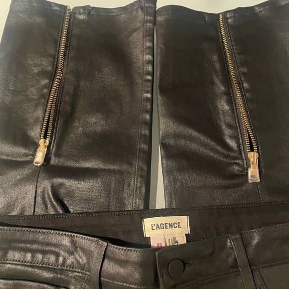New L'AGENCE Ginny High Rise Coated Ankle Zip Straight Leg Sz 33 Retail $330 - Picture 9 of 15